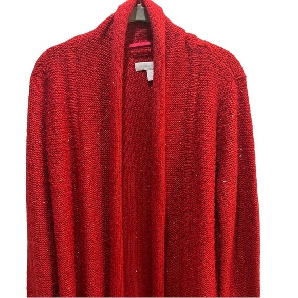 Laura Ashley Red Wool Blend Sequin Cardigan Sz S Valentine’s Day Date Night - Picture 4 of 11